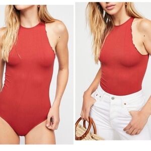 Free People Intimately Feels Right Bodysuit Red Tank Top Transition Fall Date